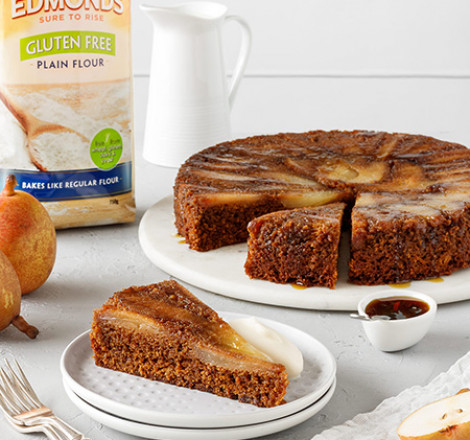gluten free upside down pear and ginger cake website 450x450